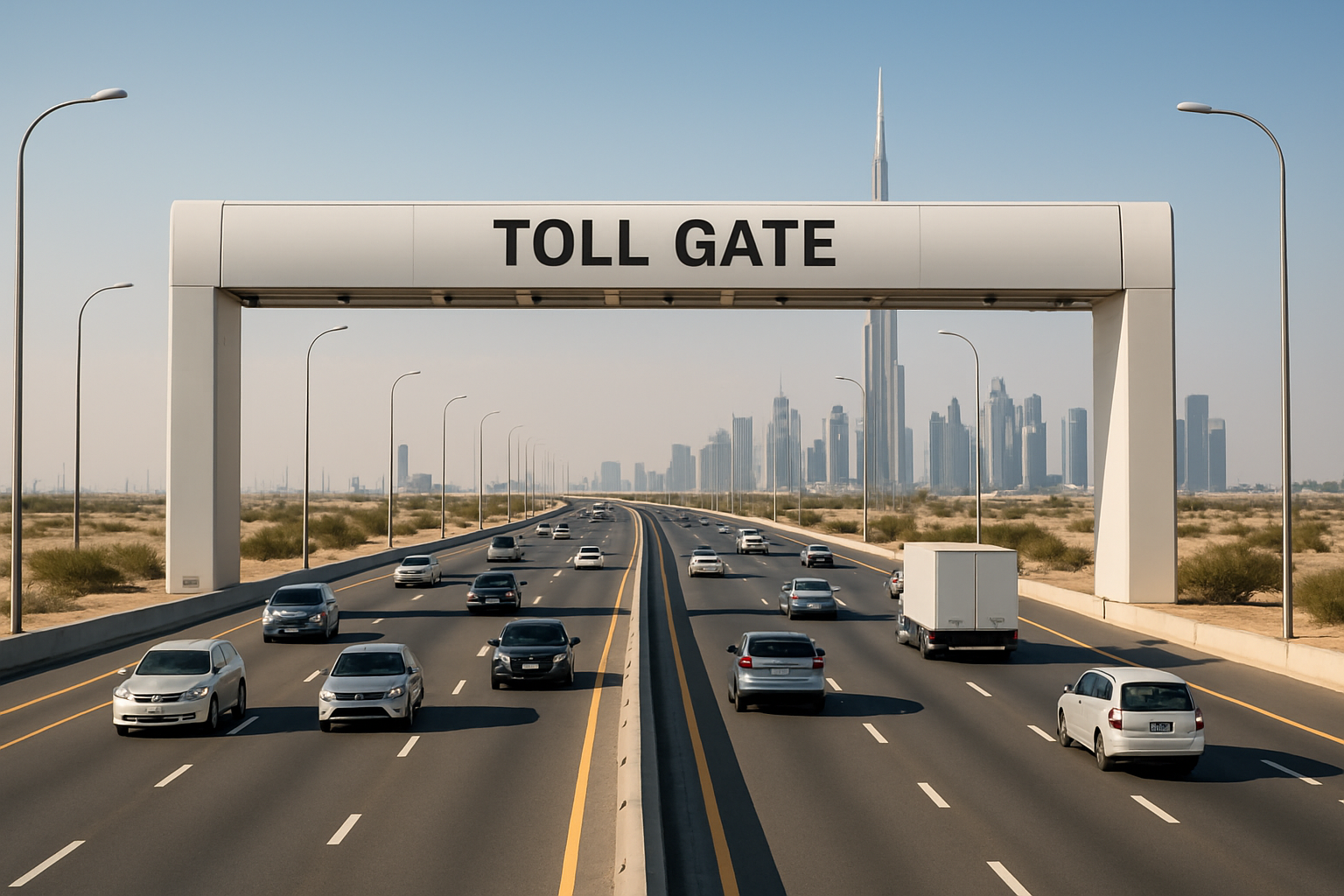 Modern toll road in UAE with efficient traffic flow